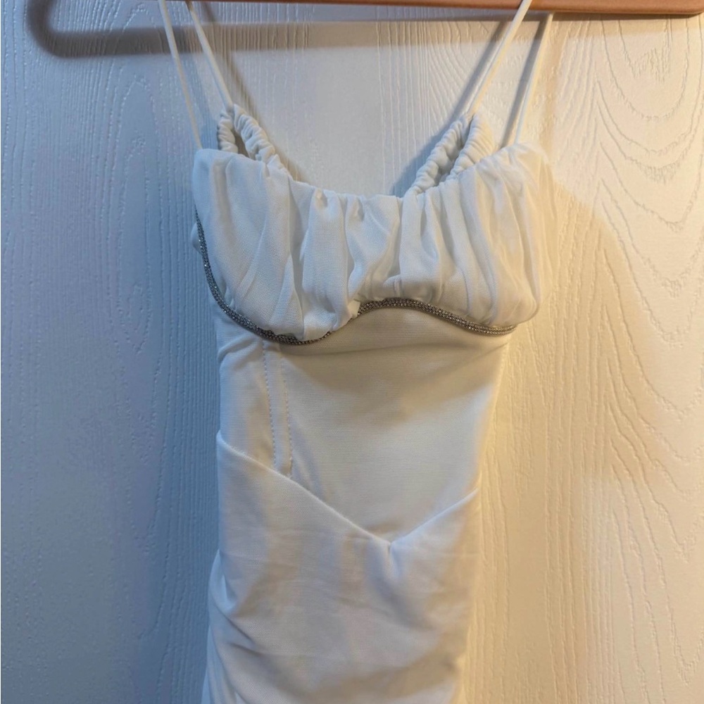 Hello Molly White Dress with Silver Trim